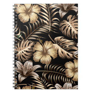 Floral seamless pattern with leaves. tropical back notebook
