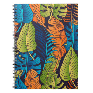 Floral seamless pattern with leaves. tropical back notebook