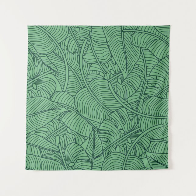 Floral seamless pattern with leaves. tropical back tapestry (Front)