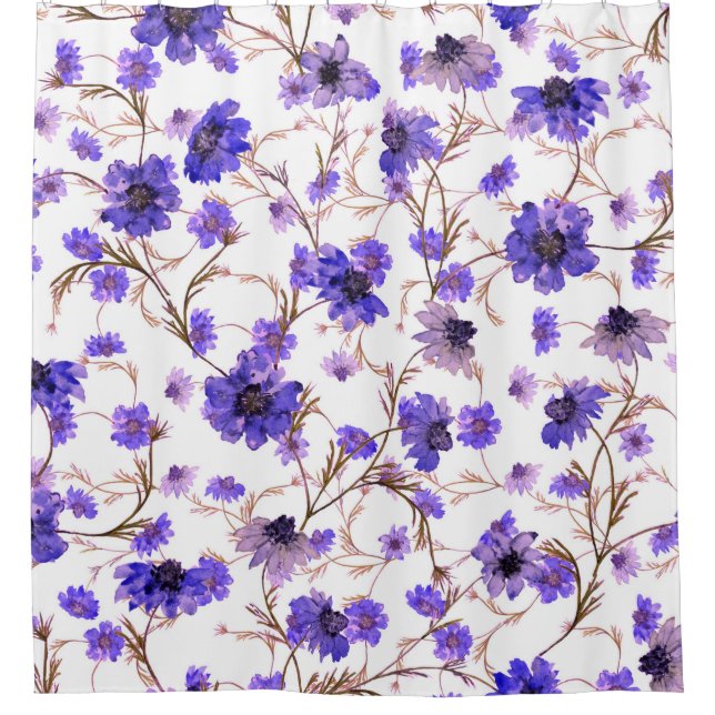 Floral seamless pattern with marigold flowers shower curtain (Front)