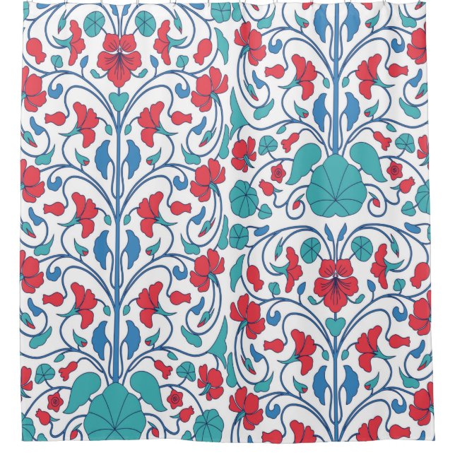 Floral seamless pattern with nasturtium flowers. A Shower Curtain (Front)