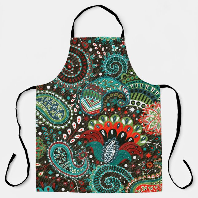 Floral seamless pattern with paisley elements apron (Front)
