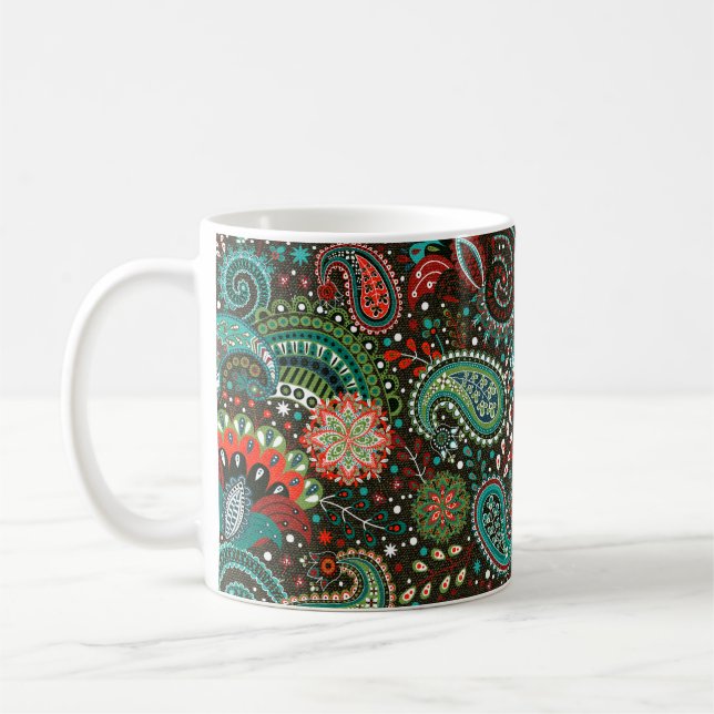 Floral seamless pattern with paisley elements coffee mug (Left)