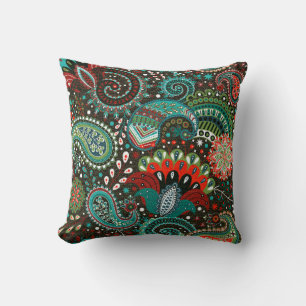 Floral seamless pattern with paisley elements cushion