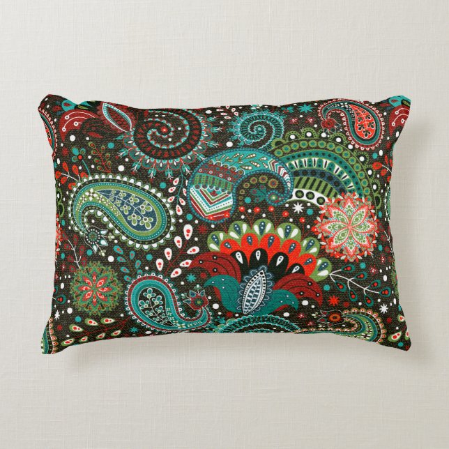 Floral seamless pattern with paisley elements decorative cushion (Front)