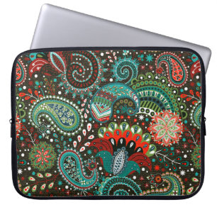 Floral seamless pattern with paisley elements laptop sleeve