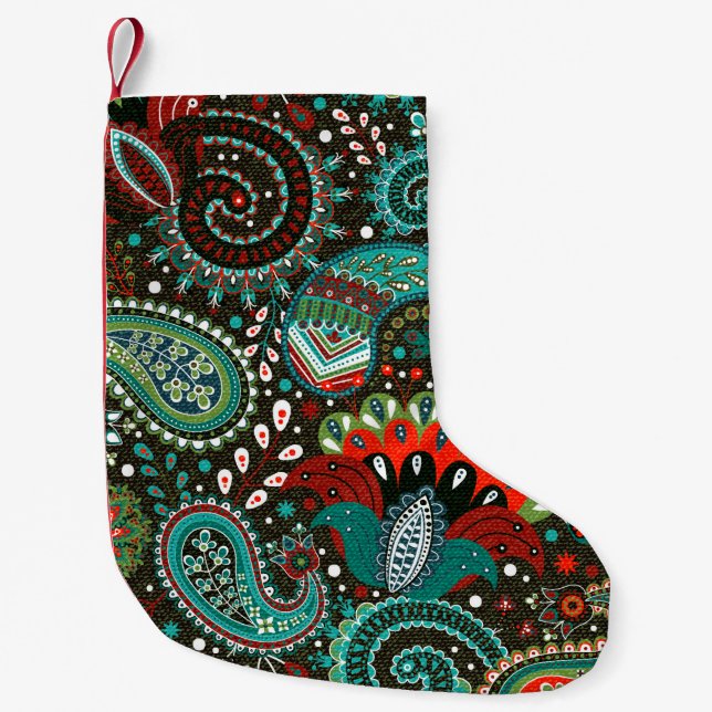 Floral seamless pattern with paisley elements small christmas stocking (Front)