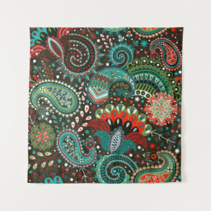 Floral seamless pattern with paisley elements tapestry