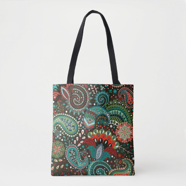 Floral seamless pattern with paisley elements tote bag (Front)