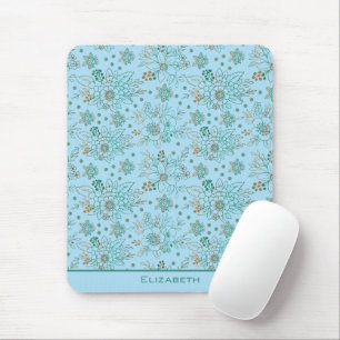 Floral seamless pattern with personalised name  mouse pad