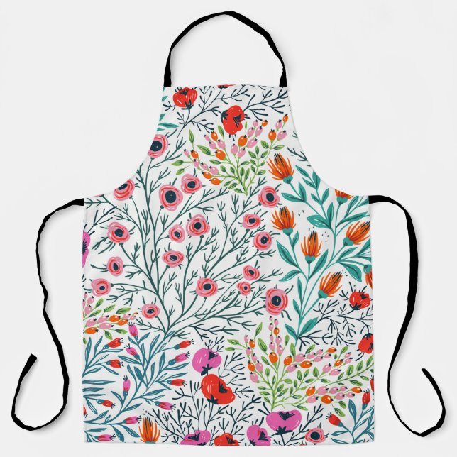  floral seamless pattern with summer bloomsfloral, apron (Front)