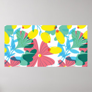 Floral seamless pattern with tranparency elements. poster