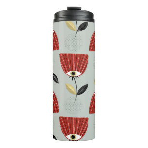 Floral seamless pattern with whimsical red flowers thermal tumbler