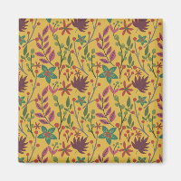 Floral seamless pattern yellow flowers and leaves