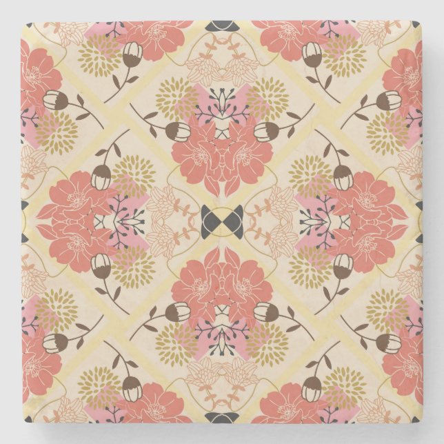 Floral seamless vintage pattern design. stone coaster (Front)