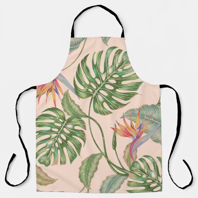 Floral seamless vintage tropical pattern backgroun apron (Front)