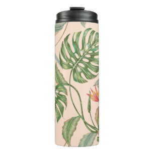 Floral seamless vintage tropical pattern backgroun thermal tumbler