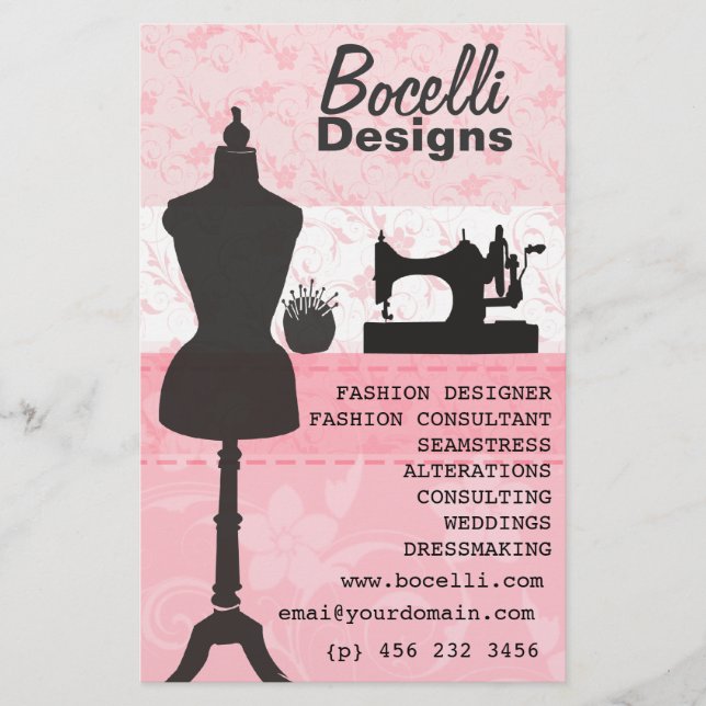 Floral Seamstress Fashion Dress Form Mannequin Flyer (Front)