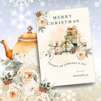 Floral Seasonal Christmas Greetings Car Invitation