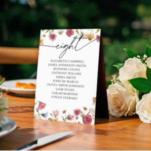 Floral Seating Chart Card Table Eight