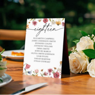 Floral Seating Chart Card   Table Eighteen