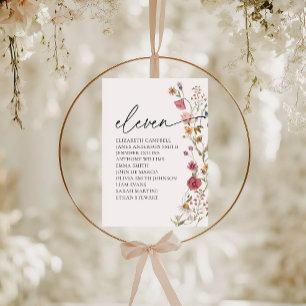 Floral Seating Chart Card Table Eleven