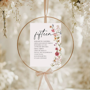 Floral Seating Chart Card   Table Fifteen