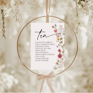 Floral Seating Chart Card Table Ten