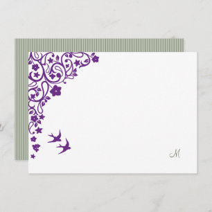 Floral Secret Garden Sage Stripe Script Monogram Card