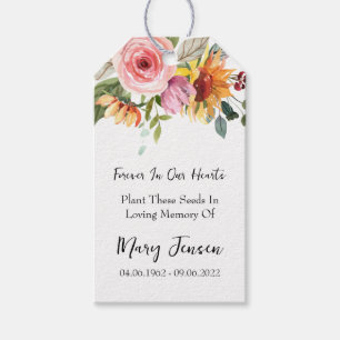 Floral Seed Packet Memorial Funeral  Gift Tags