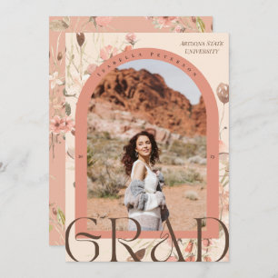 Floral Serenity: Boho  Arch Frame Graduation Photo Announcement
