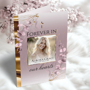 Floral Serenity Funeral Program Card