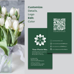 Floral Services Florist Green White Business Card