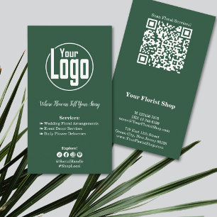 Floral Services Florist Green White Business Card