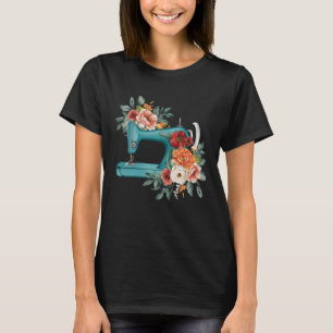 Floral Sewing Machine Flower Seamstress Sewer Hobb T-Shirt