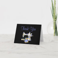 Floral Sewing Machine Thank You Note Card