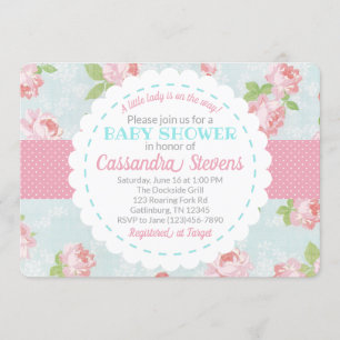 Floral Shabby Chic Baby Shower Invitation