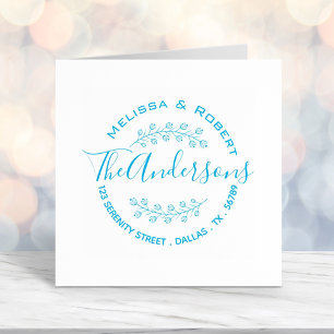 Floral Shaded Branch Wreath Couple Address Self-inking Stamp