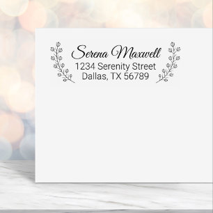 Floral Shaded Wreath Frame Address Self-inking Stamp