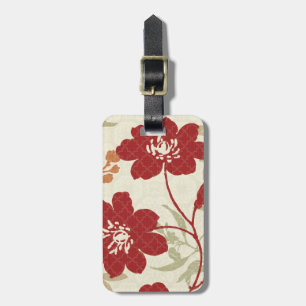 Floral Shadows in Red and Orange Luggage Tag