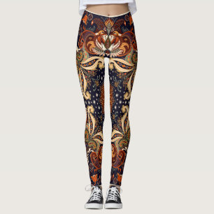 Floral shawl square ornament: Indian batik. Leggings