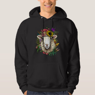 Floral Sheep Spring Nature Farm Sheep Lovers Hoodie