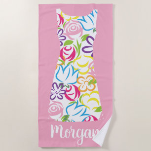 Floral Shift Dress Personalised Beach Towel