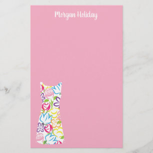 Floral Shift Dress Personalised Stationery