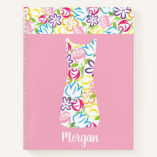 Floral Shift Dress Personalized Spiral Notebook
