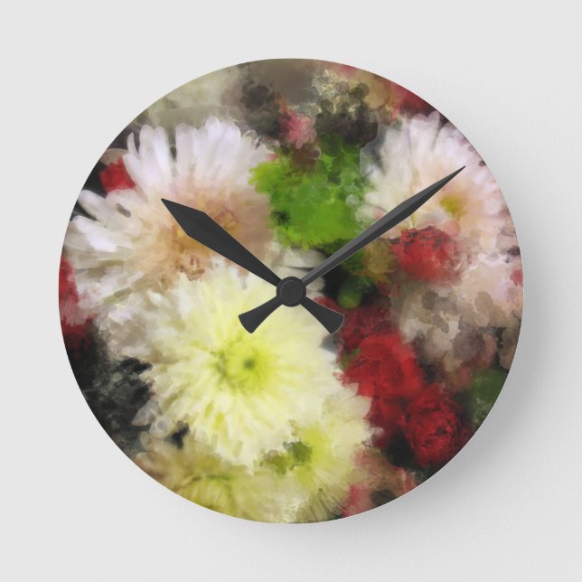 Floral Shimmer Round Clock (Front)