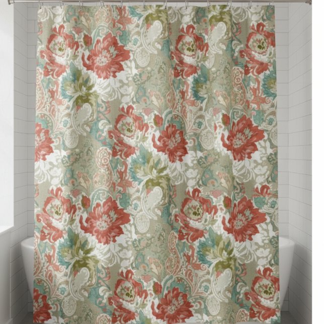 Floral Shower Curtain with Paisley (Floral Shower Curtain with Paisley)