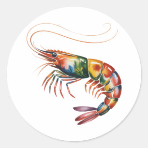 Floral Shrimp Art Classic Round Sticker