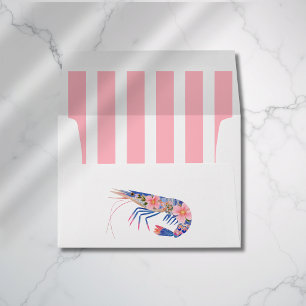 Floral Shrimp Coastal Nautical Wedding Invitation Envelope