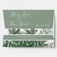 Floral Shrub Mahonia Hand Drawn Wedding  Envelope